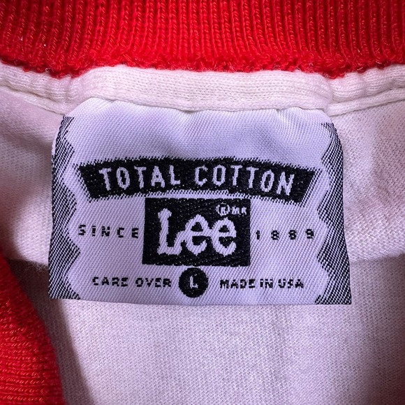 Vintage Lee Total Cotton Cardinal‎ Bird Graphic Polo Shirt Women Sz L Red Collar - Picture 4 of 9